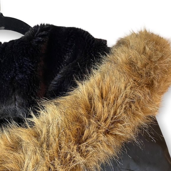 TNA Black Aspen Parka Long Brown Fur Trim Winter Jacket - Picture 9 of 16